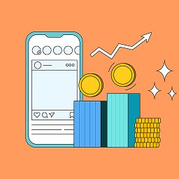 A graphic with social media logos and growth charts, representing the calculation of earned media value.